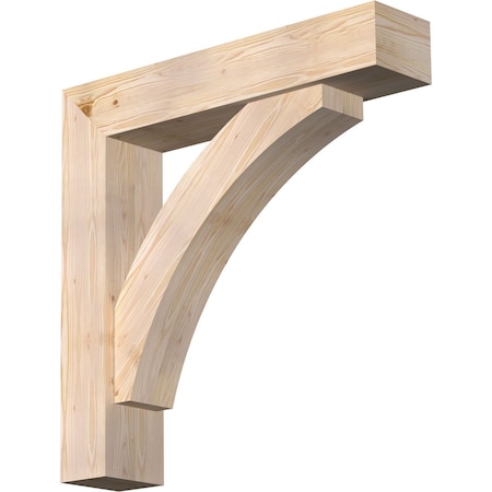 Ekena Millwork Thorton Block Smooth Bracket w/ Offset Brace, Douglas Fir, 7 1/2"W x 36"D x 36"H BKT0806X36X36THR05SDF